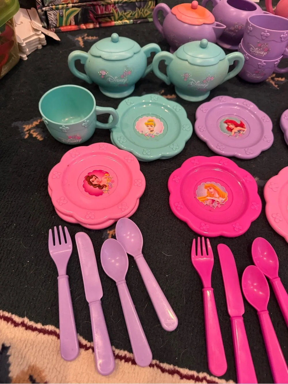 Princess Themed Kids Tea Set - Pink, Purple, Teal